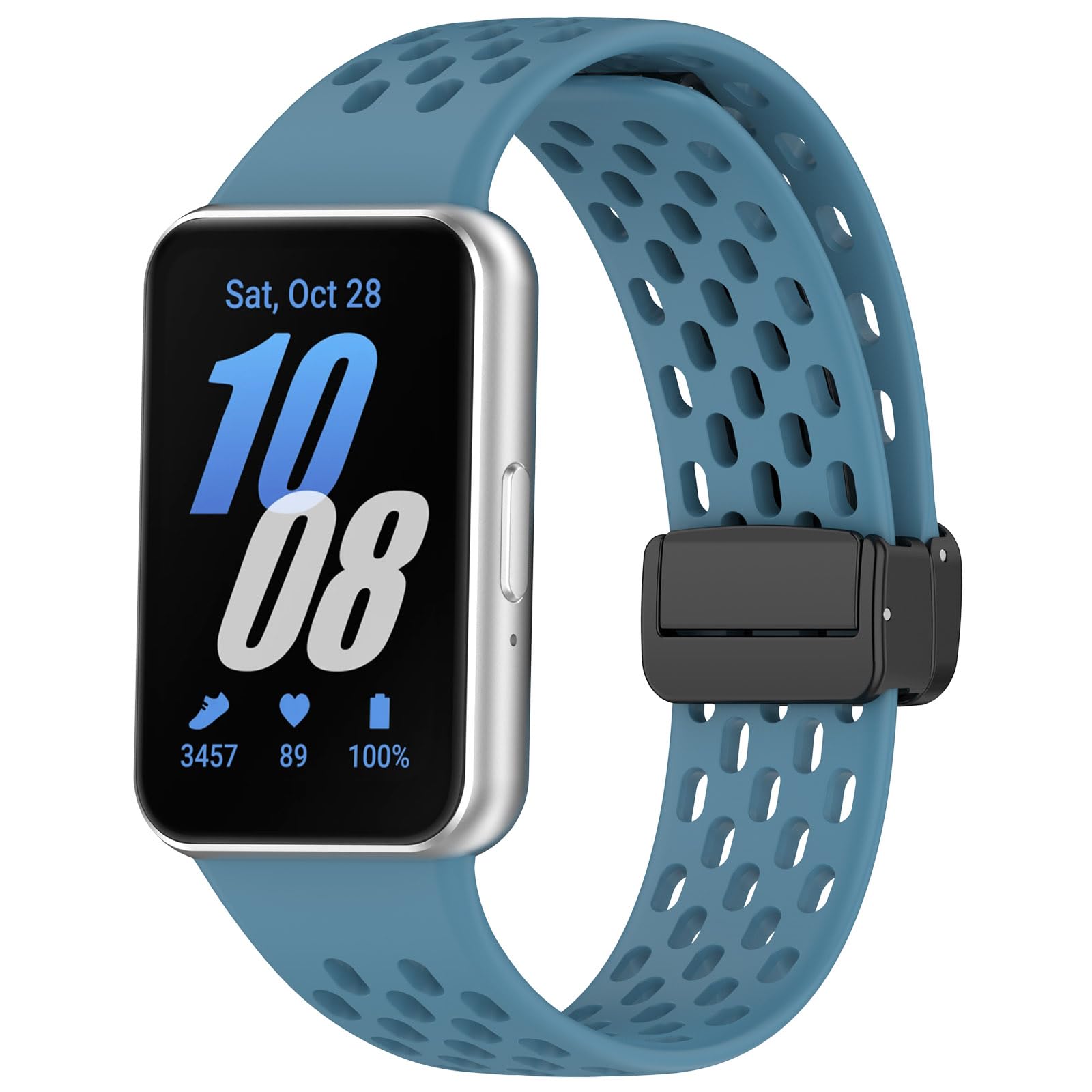 Gheper Replacement Watchband Compatible with Samsung Galaxy Fit3[2024] SM-R390 Magnetic Folding Buckle Design Silicone Sport Wristband Band Bracelet Quick Release Strap