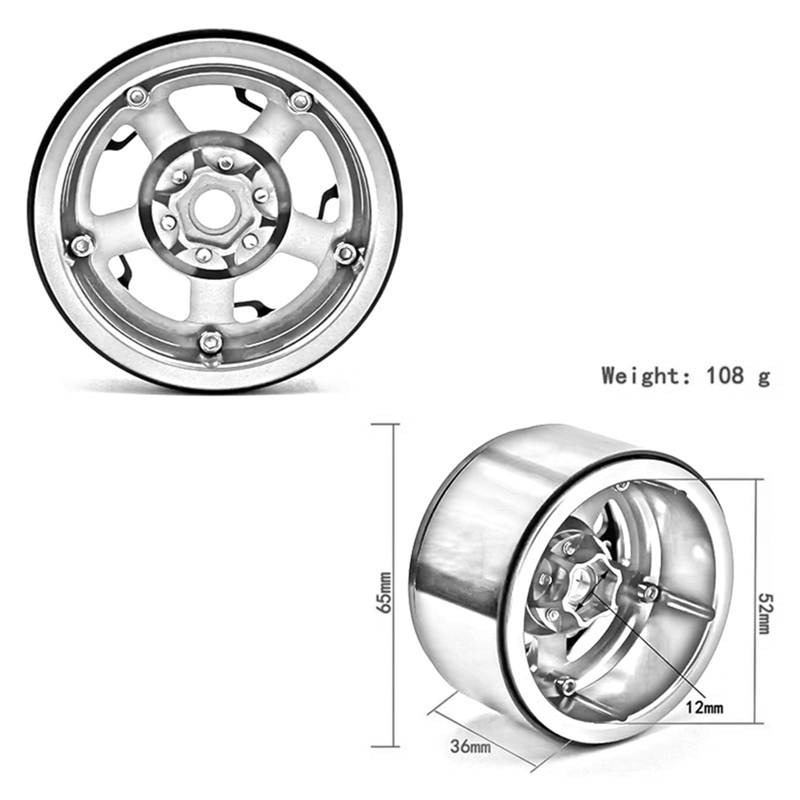 RC Pneus Jante Compatible avec Axial pour SCX10 II pour Wraith pour Capra RR10 pour Traxxas pour TRX4 D90 Jante Beadlock 2,2" pour Voiture RC Crawler 1/10(Silver)