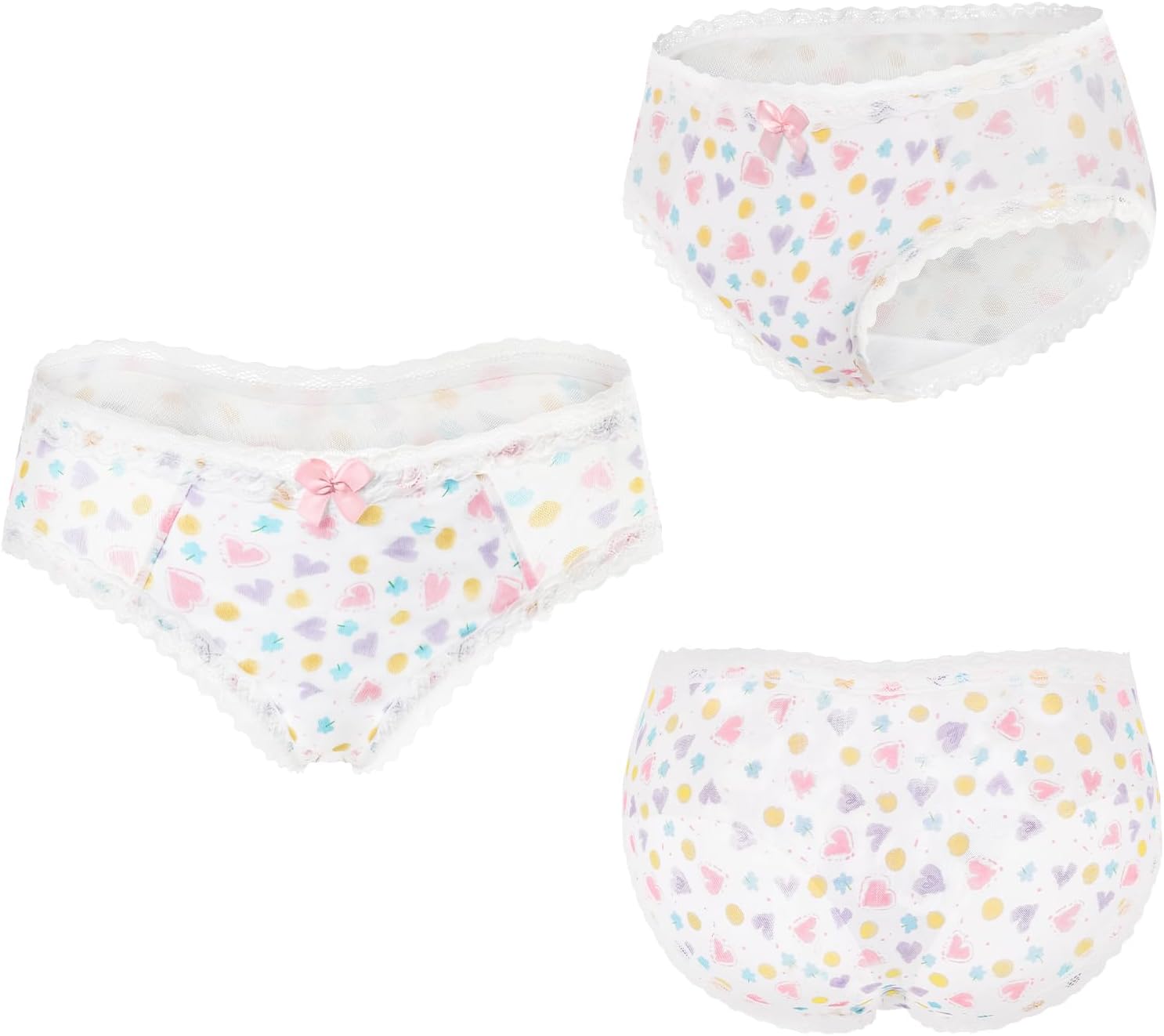 Littleforbig Unisex Hipster Briefs Hearts and Dots Pattern Mesh Shaping Tucking Gaff Briefs - Image 6