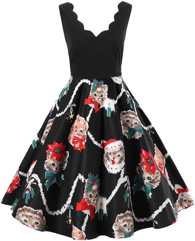 christmas cat dress womens Women's Meowy Catmus Dress