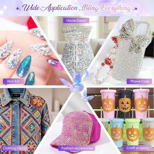 40000 Pcs 40 Colors Resin Jelly Rhinestones Kit, 3mm Flatback Rhinestones with 3 Pcs B7000 Jewelry Glue & Tools, Bedazzler Kit with Rhinestones, All-in-One Bedazzling Kit for DIY Arts & Crafts Gifts — view 6