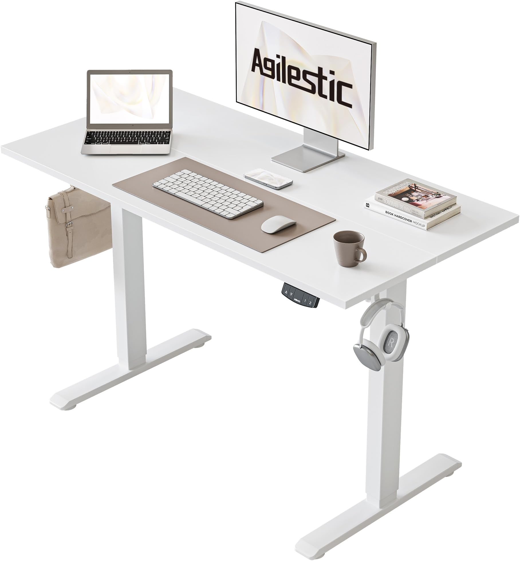 Bureau électrique Réglable En Hauteur Verre 120x60cm - Chargeur USB/sans Fil - KOWO