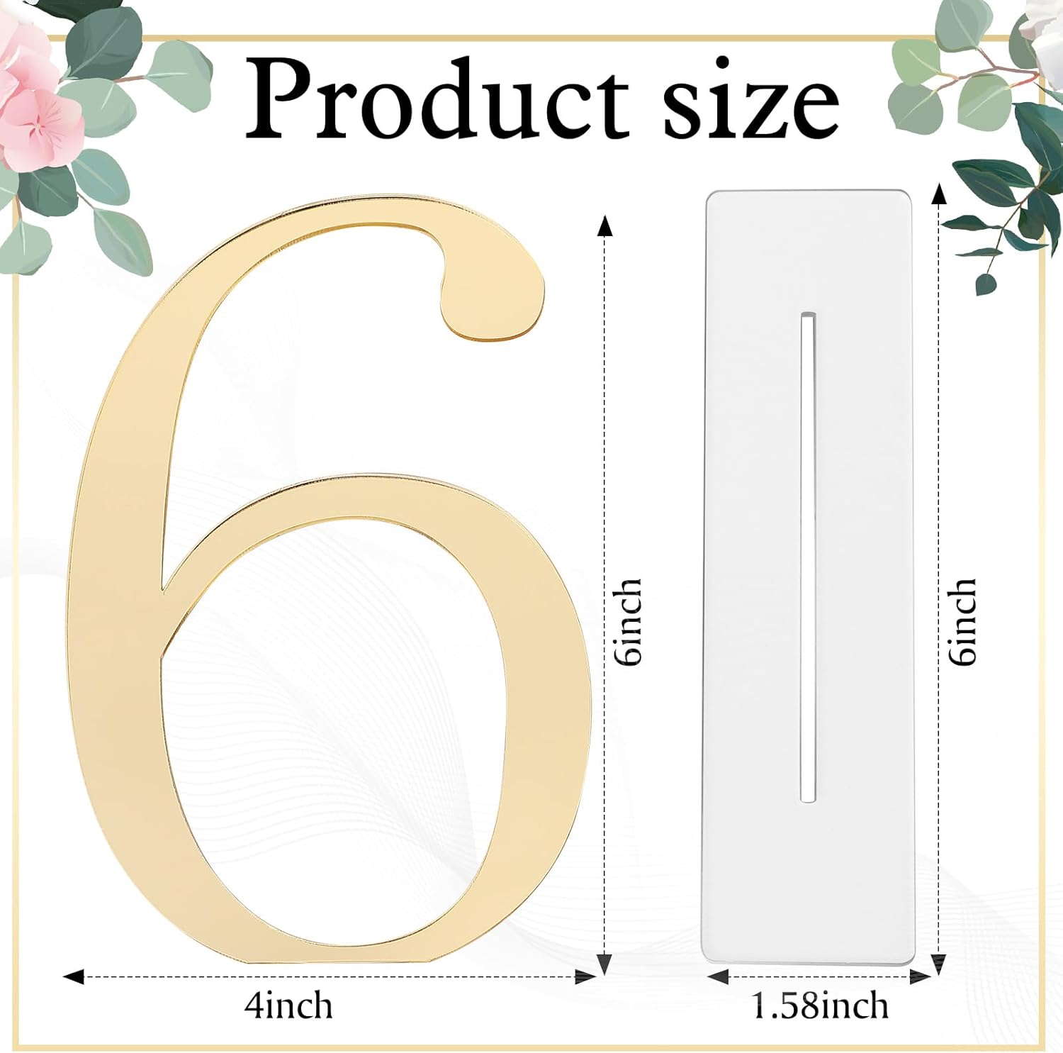 10 Pcs Wedding Table Numbers 1-10 Signs Acrylic Mirror Table Numbers with Protective Film for Wedding Reception Party Birthday Anniversary Event Decorations(Gold)
