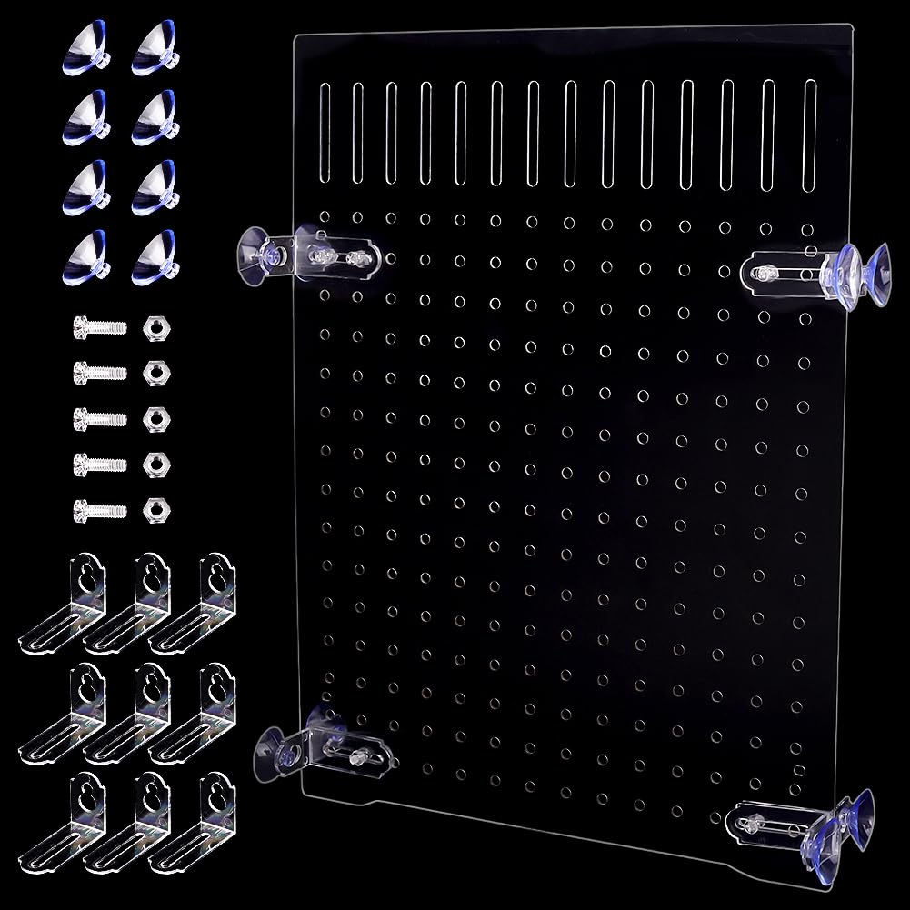 Divisor acrílico para peces, rejilla aislante con ventosas, placa transparente, separador de pescado, distribuidor en línea, placa de conector de manguera, placa de 15,7 x 11,8 x 0,08