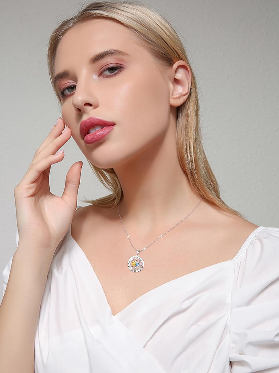 Christmas Gifts Compass/Clover/Cross Necklace for Women Exquisite Anniversary Birthday Gifts for Wife Her Double Birthstone Pendant jewelry ‘I'd be Lost Without You’ - Image 4