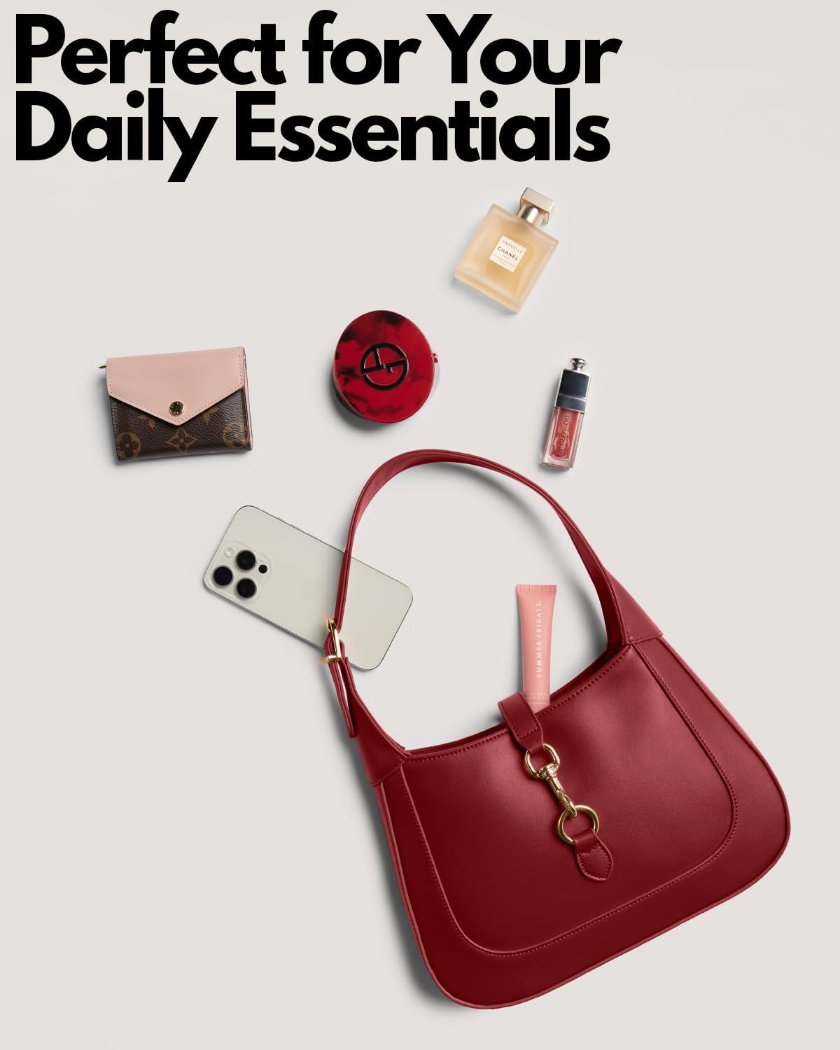 Shoulder Bag for Women - Small Shoulder Purses - Top Handle Structured Handbags - Adjustable Strap Vegan Leather - Image 3