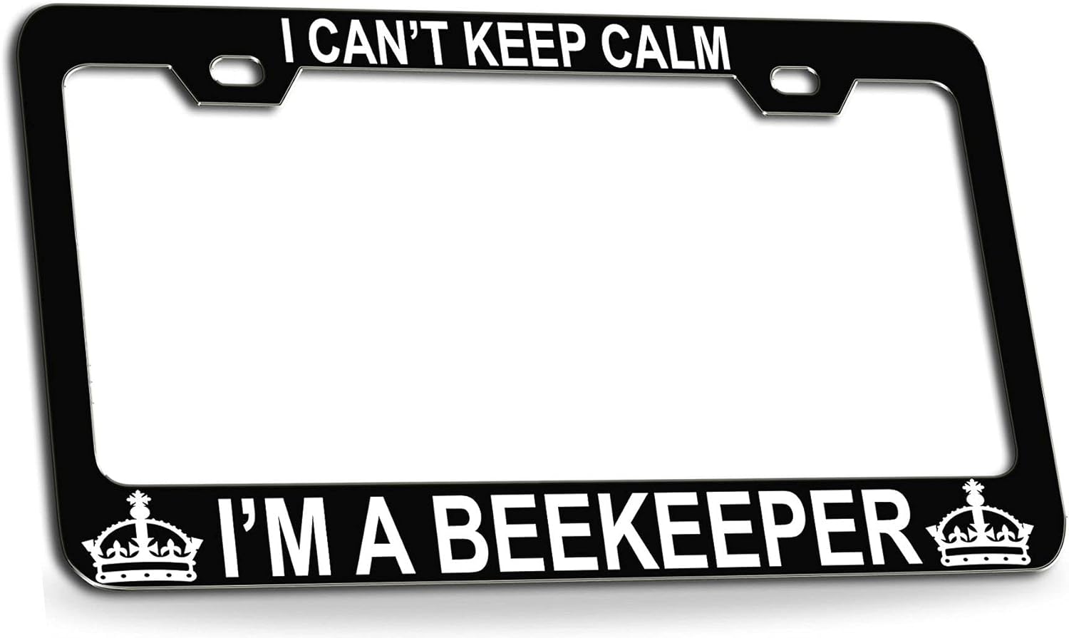 I Can't Keep Calm I'm A Beekeeper Black Steel License Plate Frame Tag Holder, C7