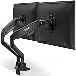 EVEO Premium Dual Monitor Mount 14"-35” Dual Monitor Arm VESA Bracket Adjustable Height Gas Spring Dual Monitor Stand, Screen Full Motion Dual Monitor Arm-Computer Monitor Stand for 2 Screens - Black