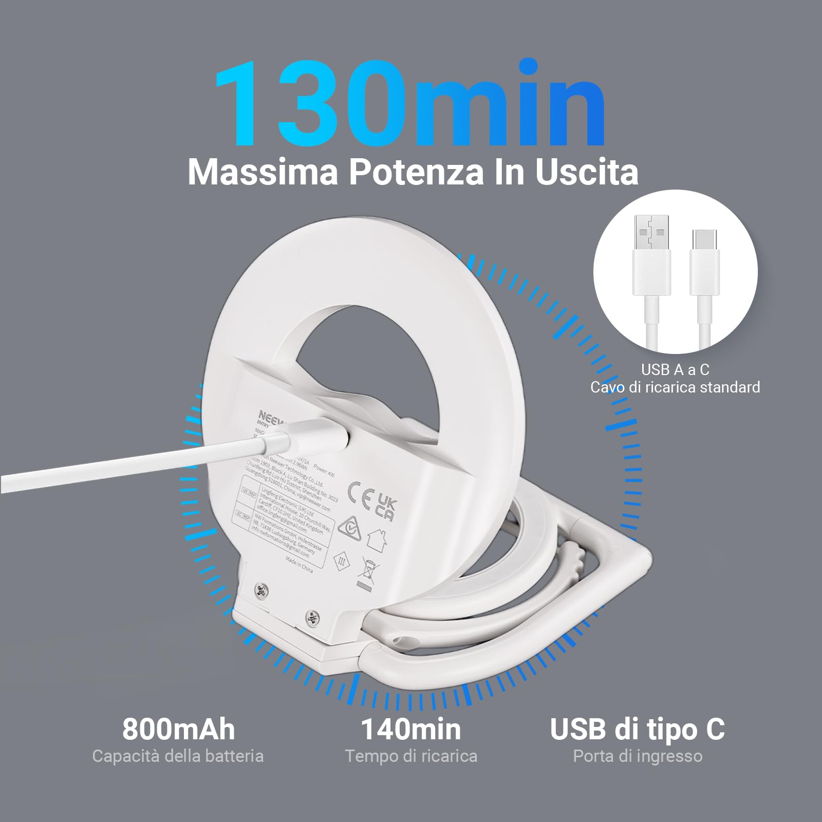 NEEWER ENTRY LEVEL VERSION N35 Selfie Ring Light Magnetica Compatibile con MagSafe iPhone, Piccola Luce di Riempimento LED Pieghevole in Plastica Bicolore 4W 800mAh CRI80+ per Video Conferenza Trucco