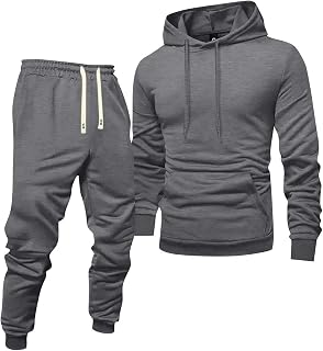 Men's 2-Piece Fleece Tracksuit Set Hooded Sweatshirt & Jogger Pants for Running Athletic Wear