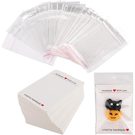 100-Pcs Display Cards and Clear Self-Sealing Cellophane Bags