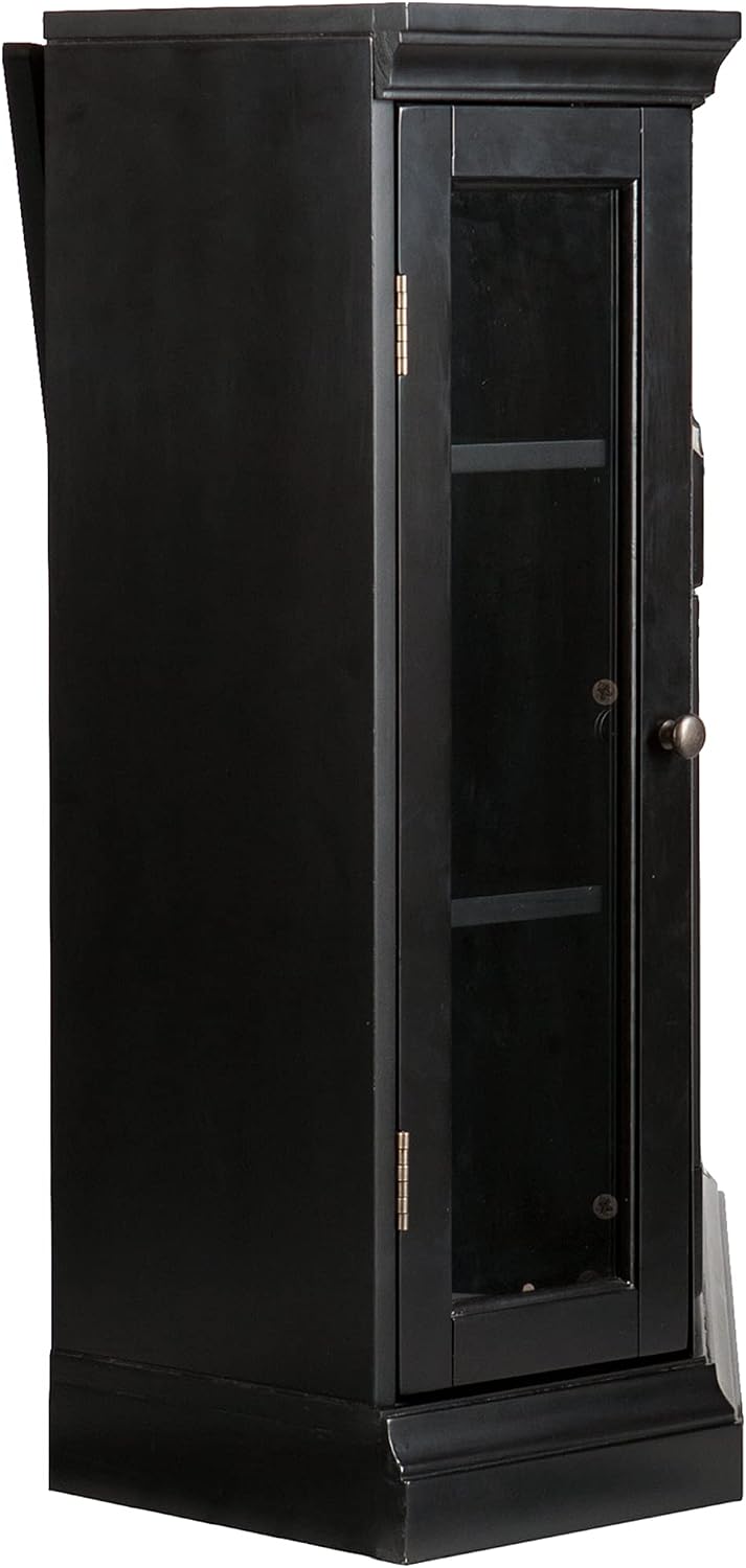 SEI Furniture Claremont Convertible Color Changing Electric Storage Corner Fireplace, Black