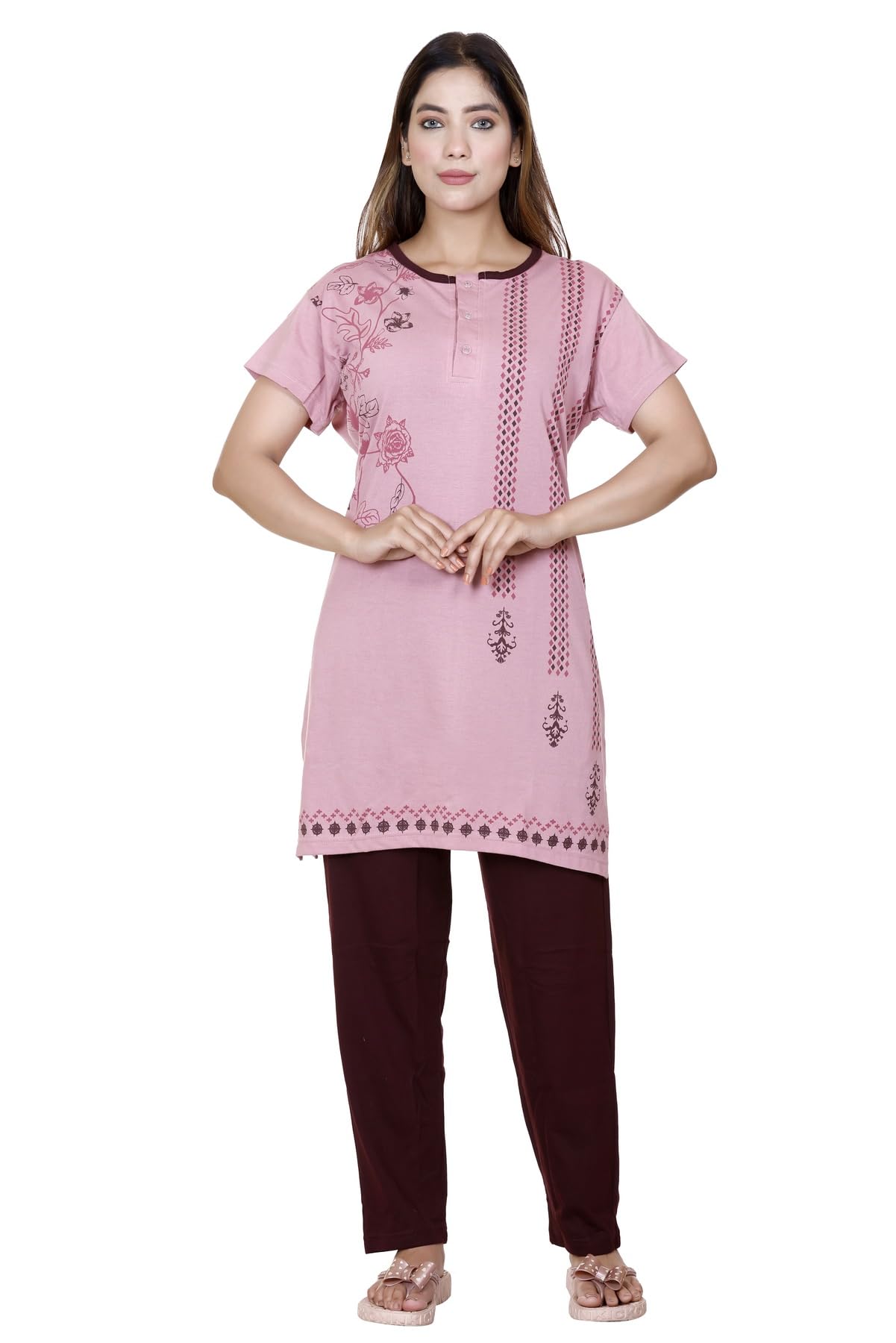 charmingo Women's Cotton Printed Button Night Suit | Casual Wear | Lounge Wear-picture-19