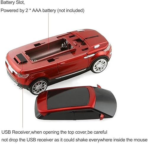 Miniatura 3 de CHUYI Cool Sports 3D - Ratón óptico inalámbrico en forma de coche para negocios, viajes, oficina, hogar, escuela, regalo (1 verde, 1 rojo)