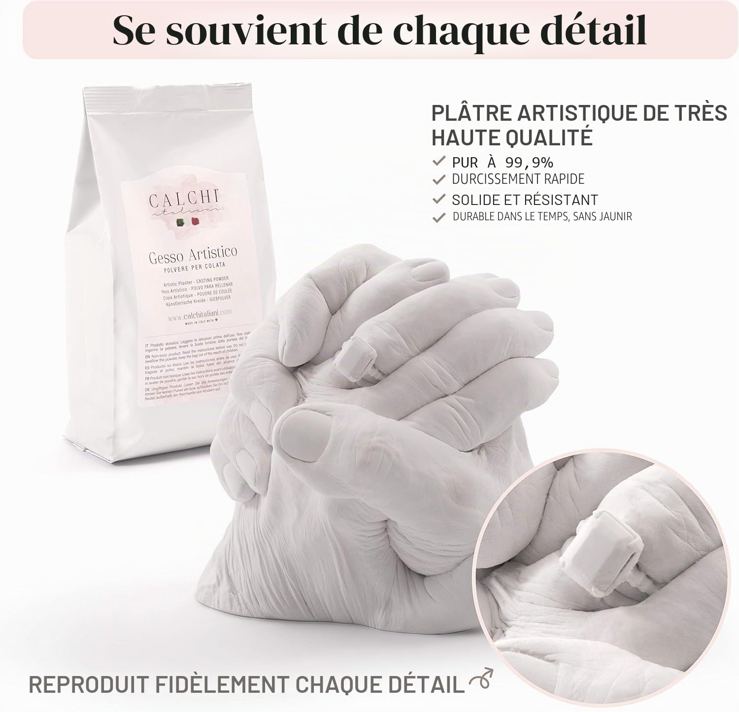 Kit moulage main couple Prémium! Matériaux professionnels et Made in Italy: Alginate et Platre pour moulage - Sculpture: Idee cadeau homme, cadeau femme original.
