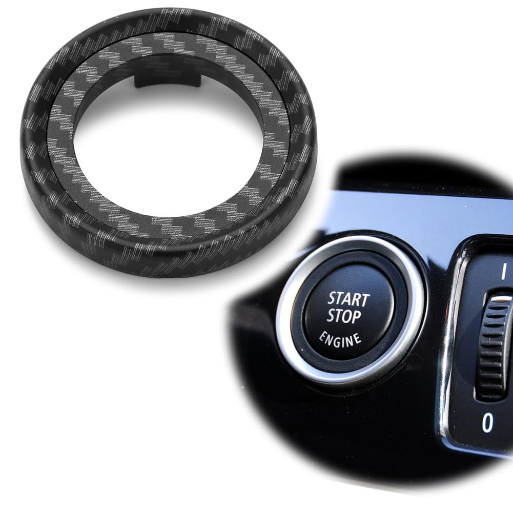 Car Engine Start Stop Ignition Key Ring Frame Replacement for BMW 1 3 5 Z4 X1 X3 Series E87 E81 E90 E92 E93 E89 E60 E84 E83(B Model,Carbon Fiber Style