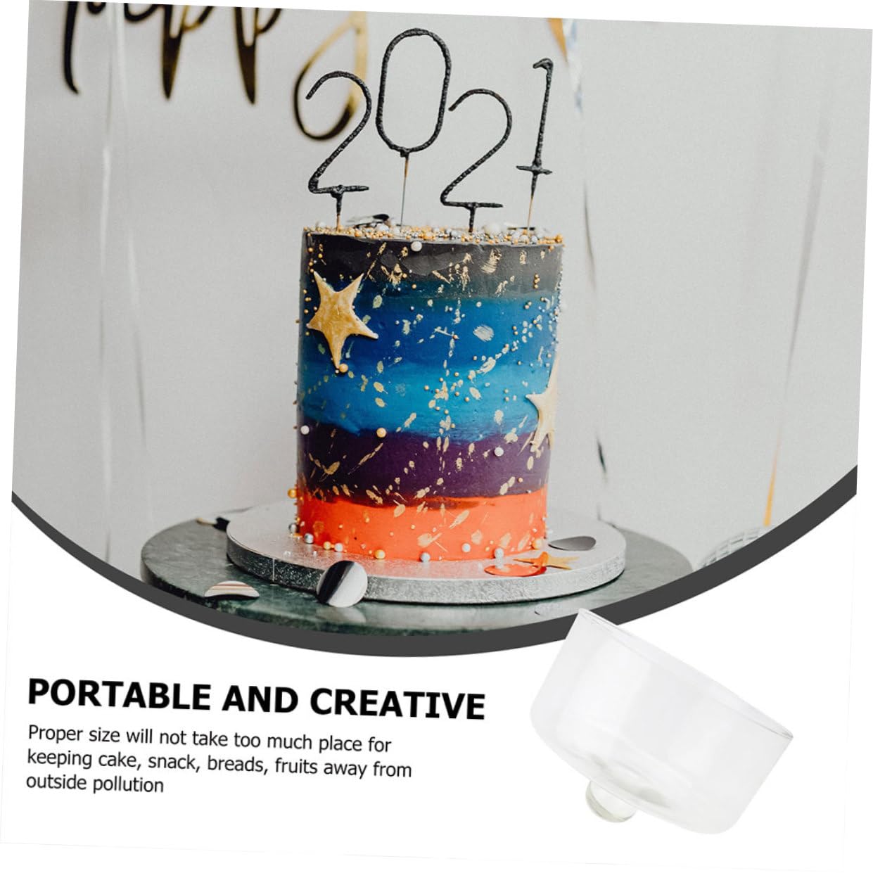 Cloche Verre Couvercle à Gâteau en Verre Protection Réutilisable pour Desserts et Buffets Facile à Utiliser
