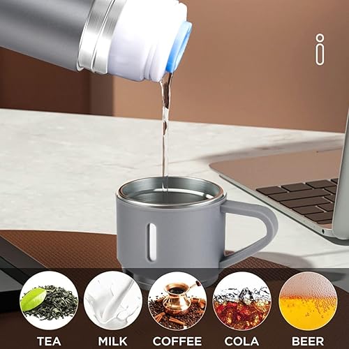 Miniatura 5 de Coffee Thermo - Botella de agua aislada al vacío de acero inoxidable, 16.9 fl oz16.9 onzas, botella aislada con taza para bebidas calientes y frías