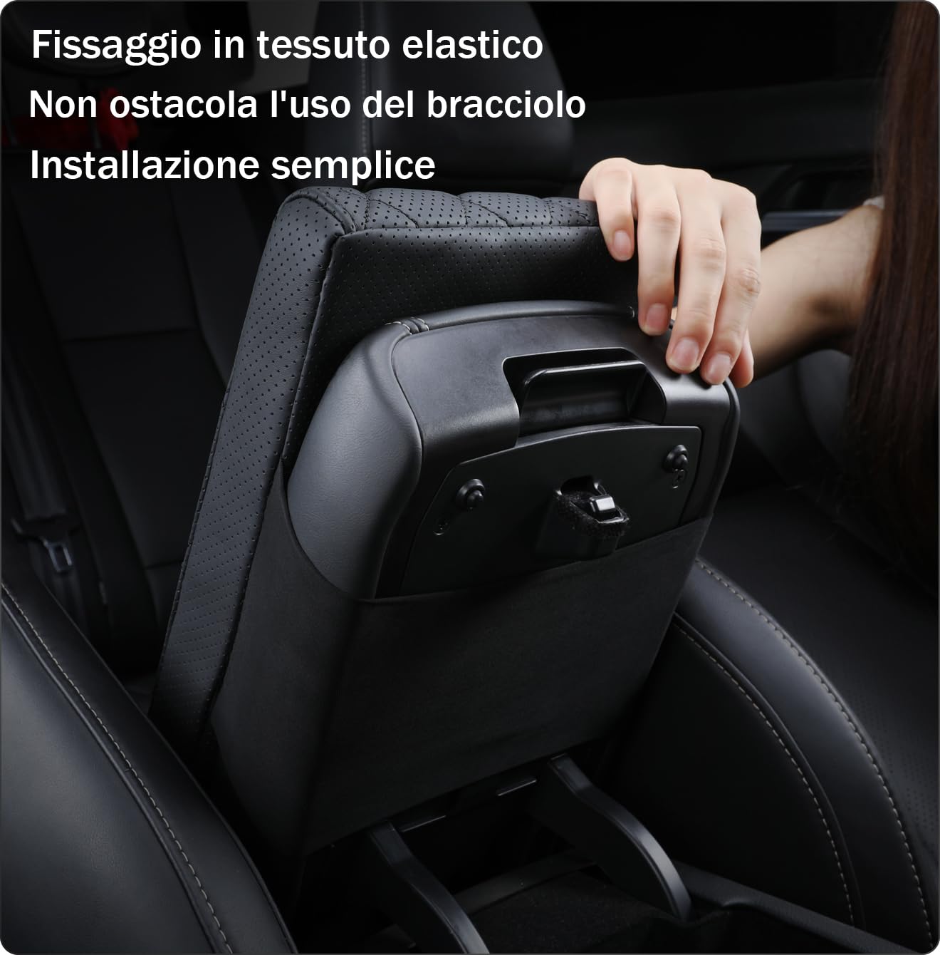 Bracciolo Auto Universale In Pelle PU - Portaoggetti E Appoggio Per Guida Comfort - Foto 8