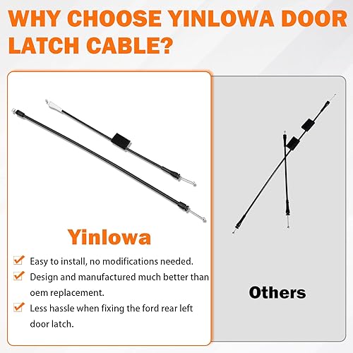 Miniatura 8 de Cable de pestillo de puerta trasera para Ford E150 E250 E350 E450 Van 1992-2014 Lado trasero izquierdo del conductor Pestillo de puerta superior e