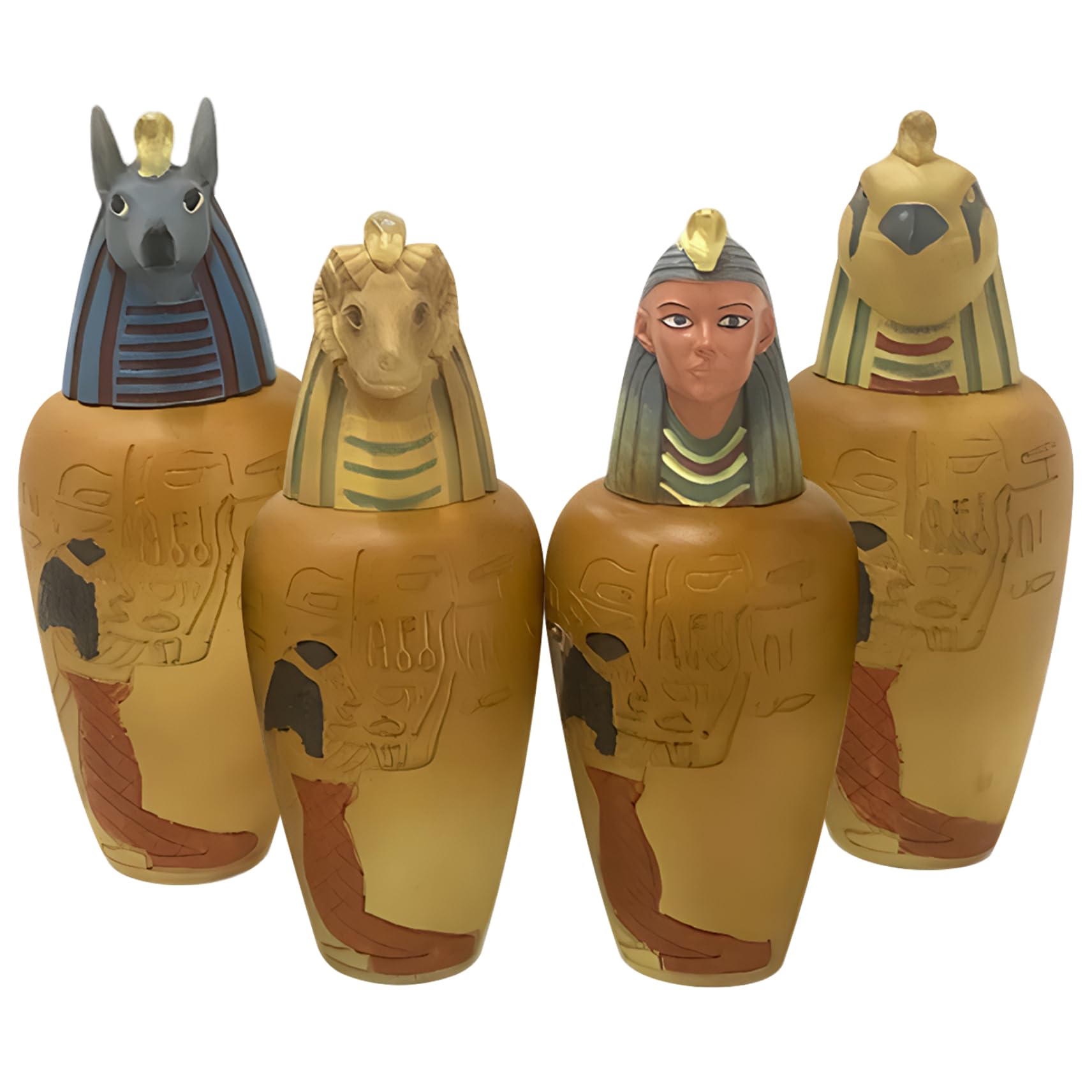 Figurines égyptiennes antiques et pot canope résine déco maison