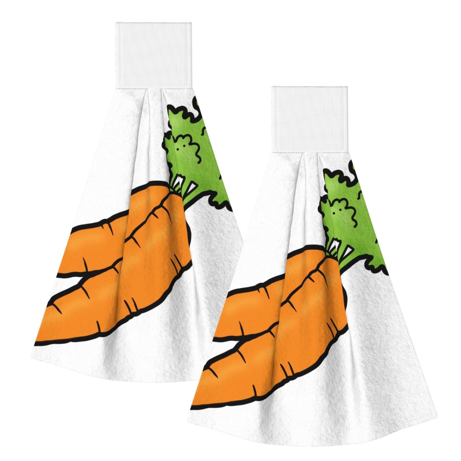 DOPKLNA Carrot, 2 Pcs Hanging Coral Fiber Hand Towels for Bathroom, Absorbent Kitchen Towels