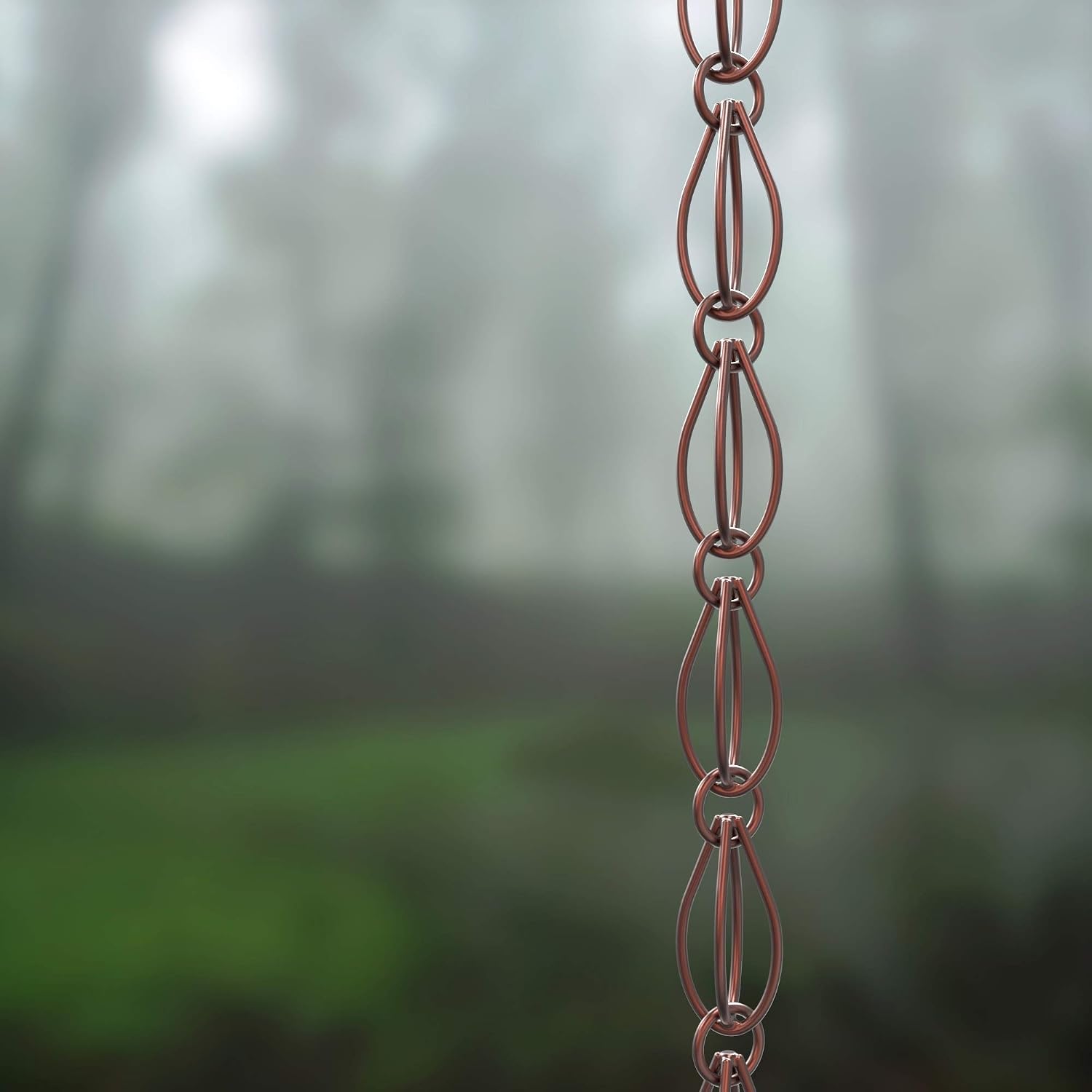 Rain Chains Direct Double Oval Loop Rain Chain, 8.5 Feet Length, 100% Copper, Functional and Decorative Replacement for Gutter Downspouts