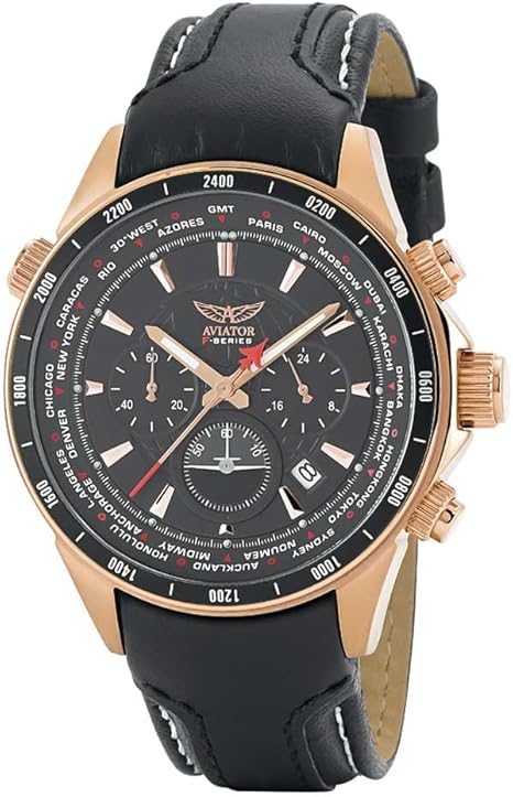 Aviator AVW9169G182 horloge heren - zwart - edelstaal PVD rosé : Amazon.de:  Uhren