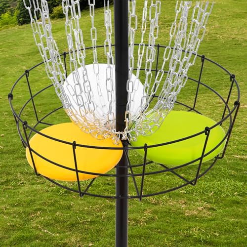 Disc Golf Basket 24-Chain Portable Disc Golf Targets, Come with 3pcs Discs Practice Disk Golf Basket