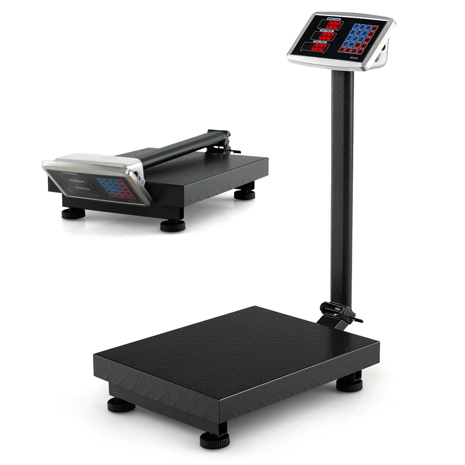 GYMAX Bilancia Digitale 300 kg, Elettronica con Calcolatore Prezzi, Conversione LB/KG, Precisione 50 g, Pieghevole