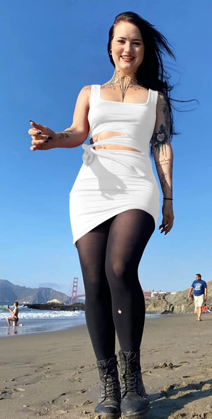 GOBLES Womens Sexy Bodycon Cut Out Sleeveless Outfit Mini Club Tank Dress - Image 7