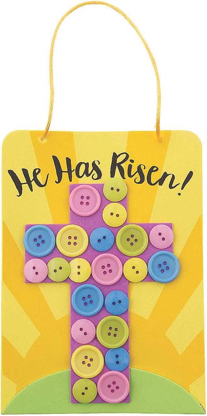 Fun Express Religious Easter Button Craft Kit - Makes 12 - Crafts for Kids and Sunday School Activities