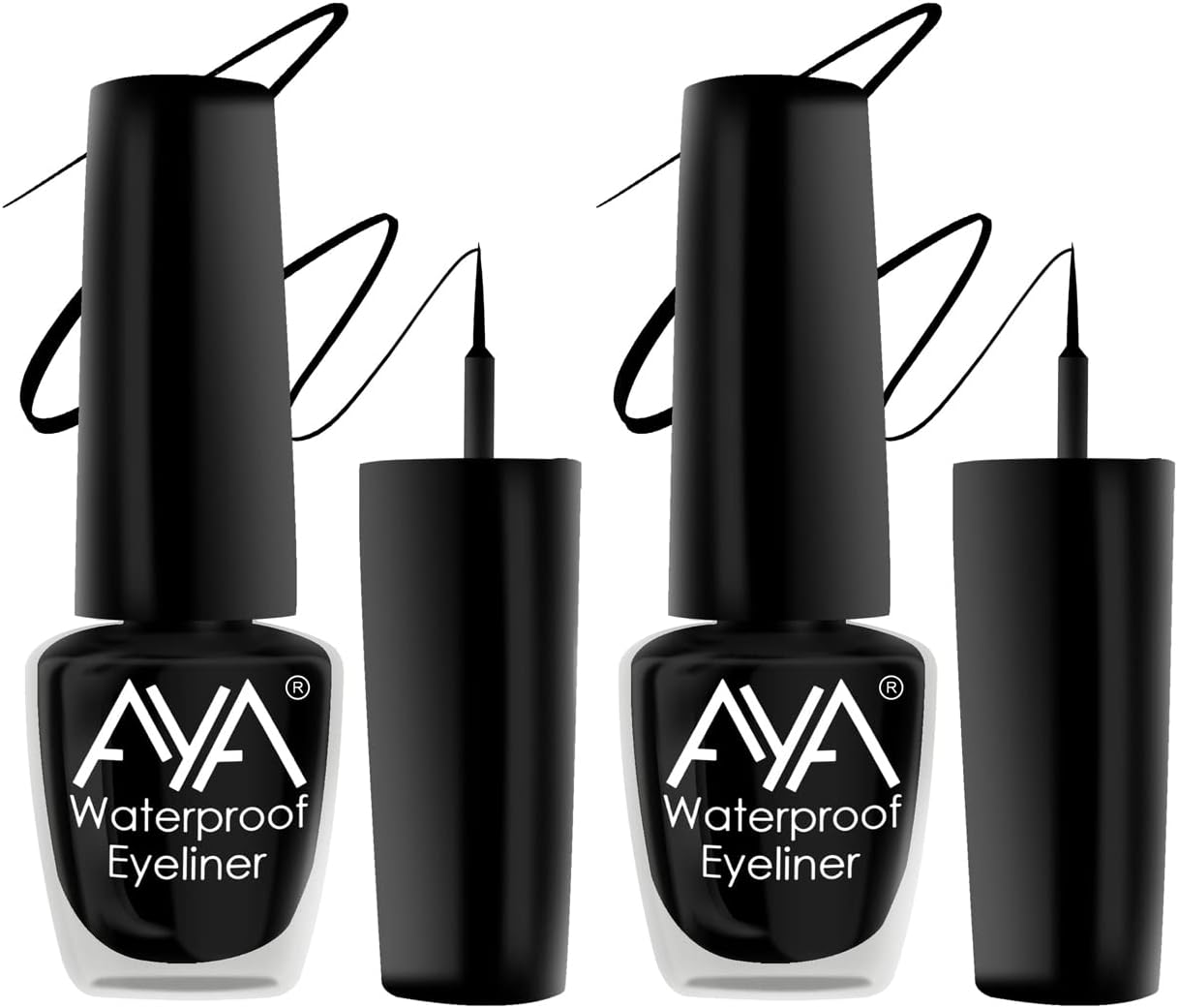 24 Hrs Long Lasting & Waterproof Eyeliner, Black 10 ml (Pack of 2) | Smudge Proof, Transfer Proof Eye Liner for Eye Makeup |