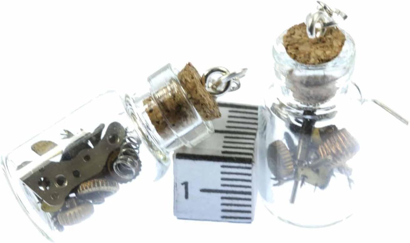 Watch Parts In A Glass Earrings Miniblings Clock Technology UPCycling Storage Jar