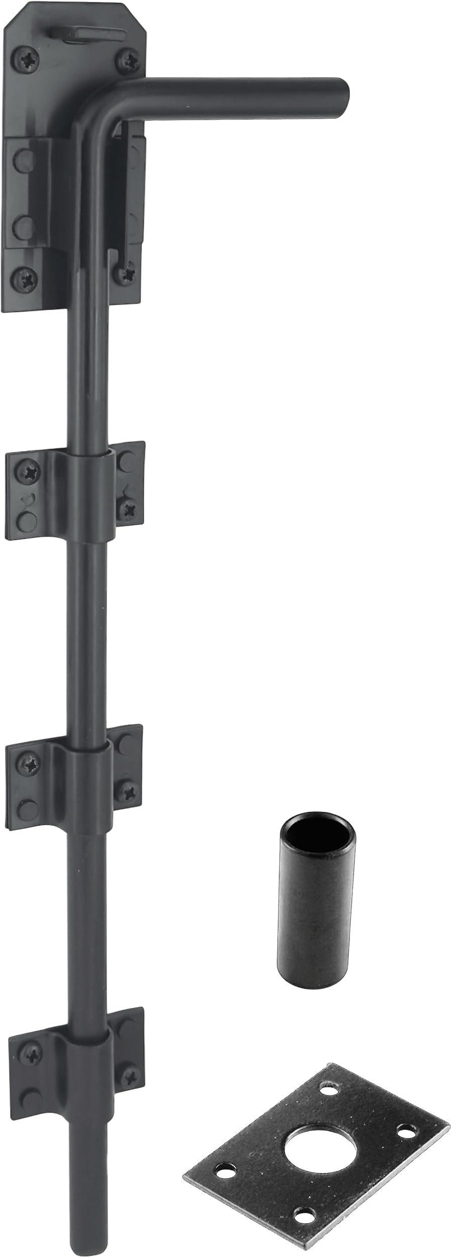 IRONTITE® Black Gate Drop Bolt, Heavy Duty Gate Drop Bolts for Wooden Gates, Surface Mounted Gate Bolt Ideal for Garage Doors and Gates, 450mm (18").
