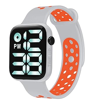 Time Up LED Digital Dial Display Waterproof Smart Design Dual Color Kids Watch for Boys & Girls (Age 5-15 Years)-WRT-X (Grey-Orange)