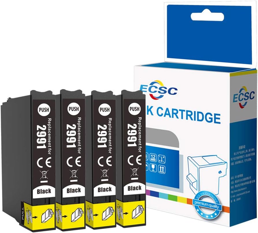 Compatible Ink Cartridge Replacement for Epson XP-455 XP-452 XP-445 XP-442 XP-435 XP-432 XP-355 XP-352 XP-345 XP-342 XP-335 XP-332 XP-257 XP-255 XP-247 XP-245 XP-235 T2991 (Black, 4-Pack)