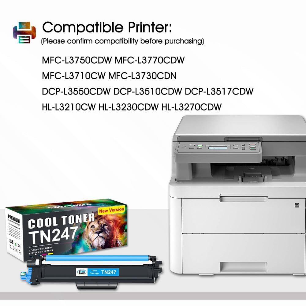 LCL Toner Cartridge TN243 TN247 TN-247 TN247C TN-247C 2300Pages (1 Cyan) Replacement For Brother HL-L3210CW HL-L3230CDW HL-L3270CDW MFC-L3710CDW MFC-L3750CDW MFC-L3770CDW MFC-L3730CDW DCP-L3510CDW D