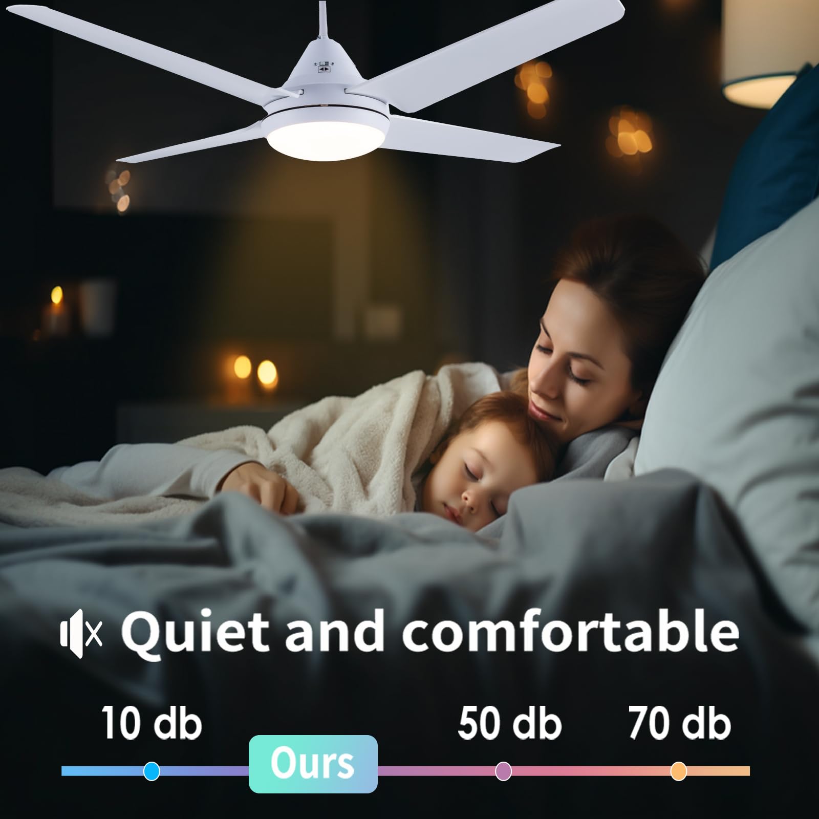 Newday Ventilatore da Soffitto Bianco, 122cm Ventilatori da Soffitto con Luce e Telecomando, Ventilatore da Soffitto con Lampadario Dimmerabile, Pala Ventilatore a Soffitto Silenzioso per Soggiorno