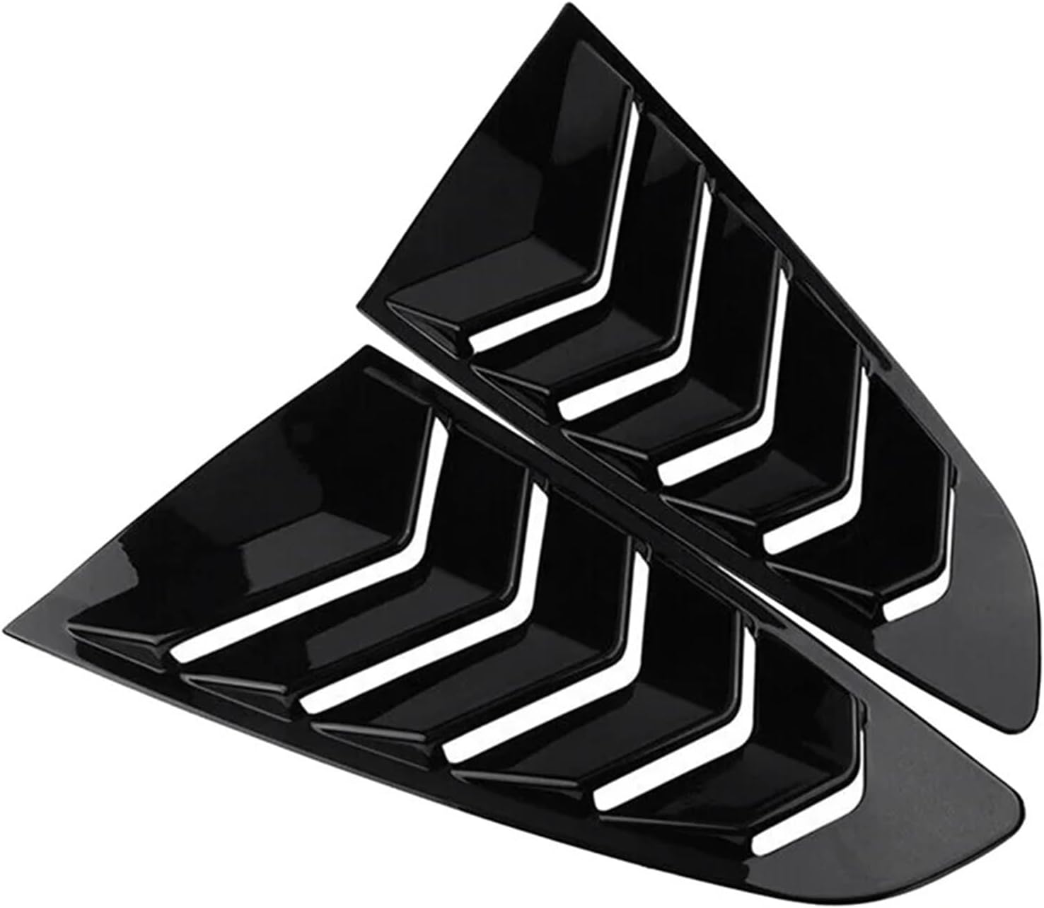 Gloss Black Rear Side Vent Quarter Window Louver Shutter Cover Trim Compatible with 2015-2022 Ford Mustang