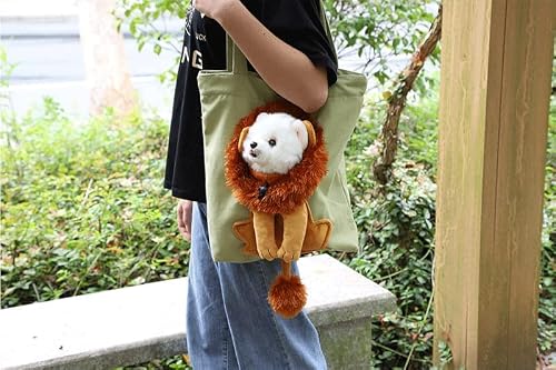 Cute Lion-Shaped Pet Canvas Shoulder Bag Cat Carrier, 2023 New Pet Canvas Shoulder Carrying Bag, Portable Adjustable Size Cats Small Pet Canvas Tote Chest Bag, Dogs And Cats Pet Supplies (L, C Style) #TOP6