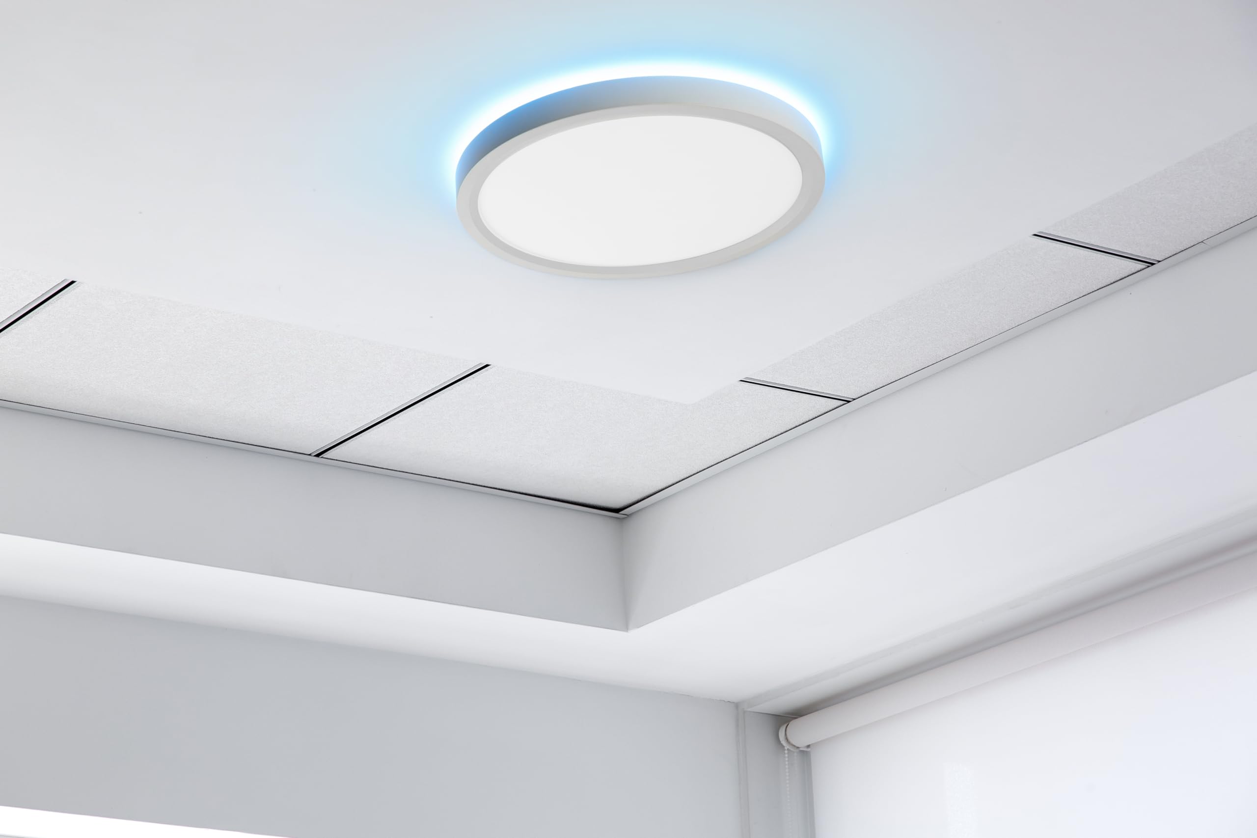Garza - Plafón LED Techo con Control Remoto y Luz Indirecta Independiente, 20 W 2000 lm, Intensidad y Temperatura de Color Regulables 3000K-6500K, Temporizador de Apagado, Redondo 293 x 24 mm, Blanco