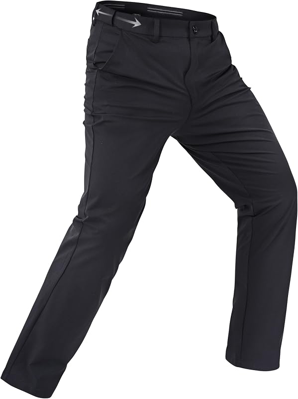 Rapoo Men's Stretch Golf Pants Elastic Waist Slim Fit Slacks Lightweight Quik Dry Trousers Casual Dress Work Pants for Men