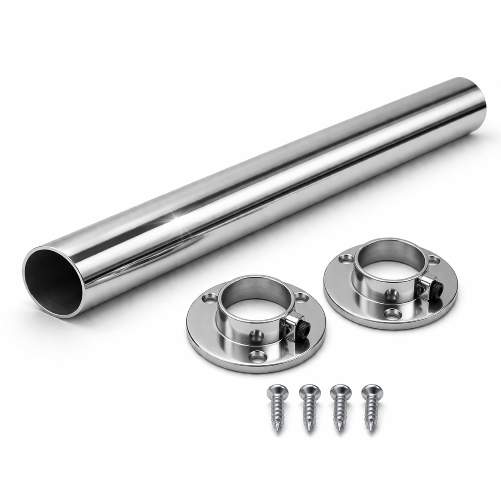 Round Wardrobe Rail 25mm Polished Chrome Hanging Tube for Wardrobes & Cupboards (400mm (0.4m) ~15.7″)
