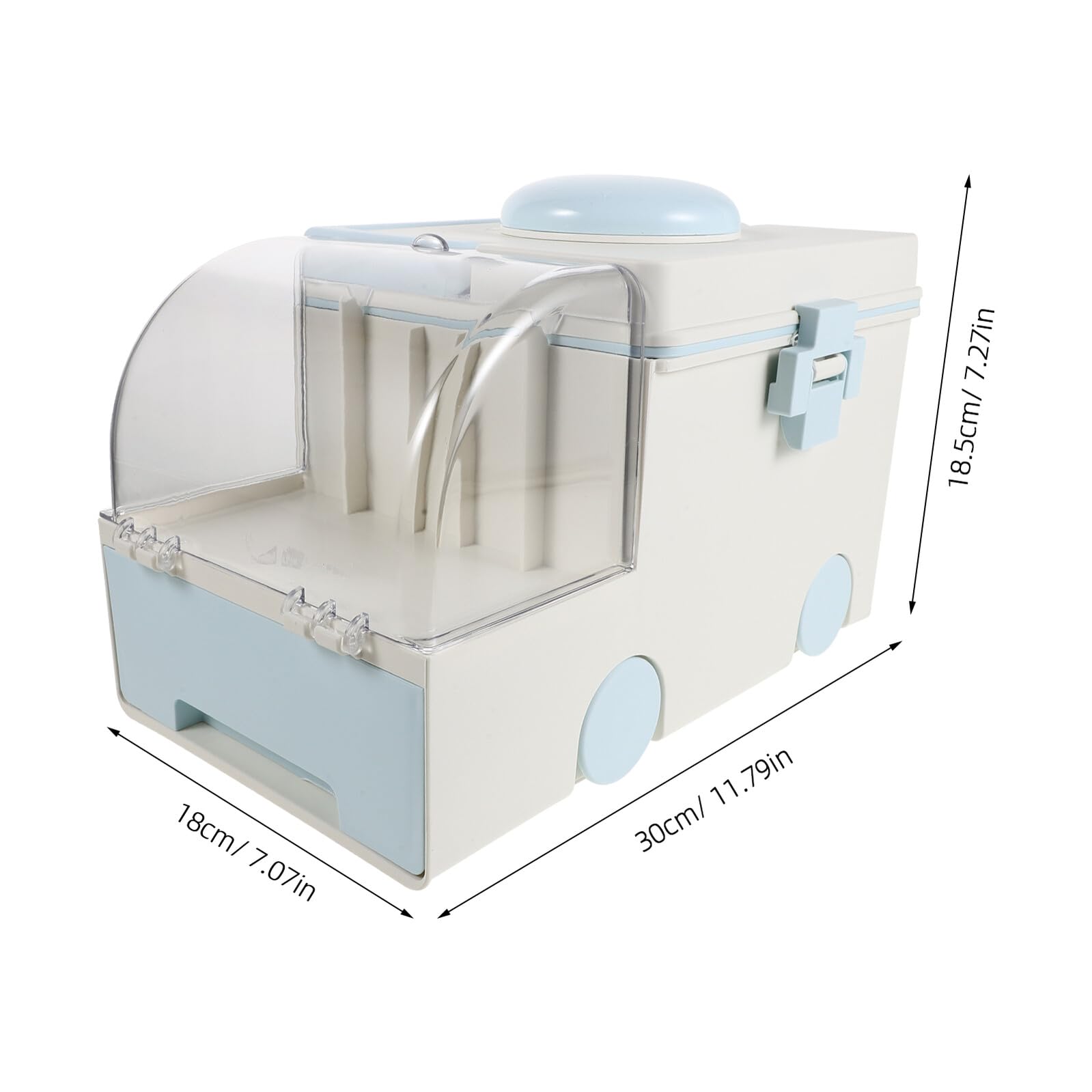 Veemoon Caja Organizadora de Medicamentos de Gran Capacidad con Asa Resistente, Maletín Médico Portátil en Color Azul Crema de 30x20x18 Cm, Botiquín Multiusos para Primeros Auxilios Hogar