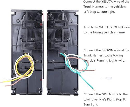 Miniatura 6 de CZC AUTO 2 luces LED sumergibles de bajo perfil rectangular para remolque, luces LED de remolque con 4 tiras reflectantes, kit de luces de marcha de