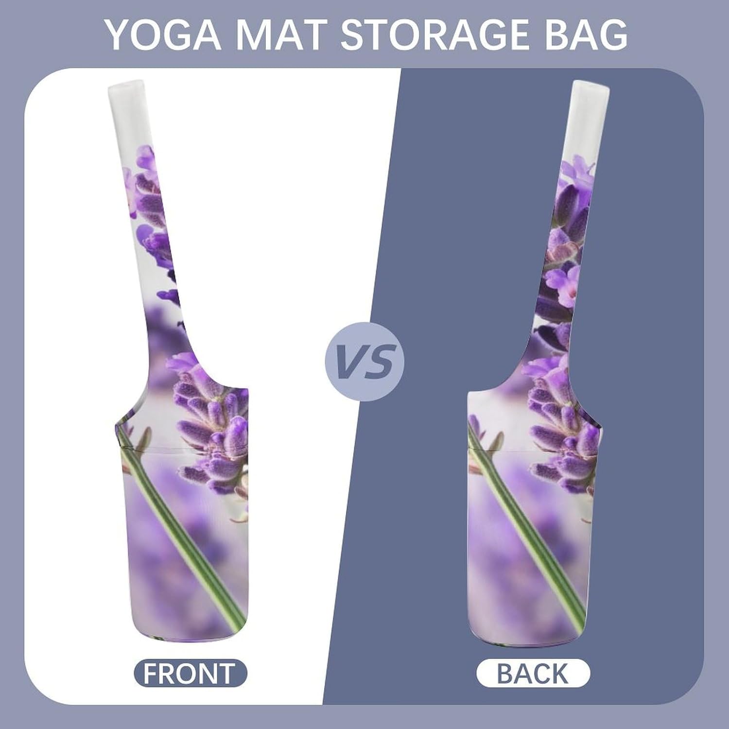 Canvas Yoga Bag,Lavender Flower Printed Yoga Mat Handbag,Portable Yoga Mat Bag Large Capacity Gym Bag for Men Women Pilates Beach Travel
