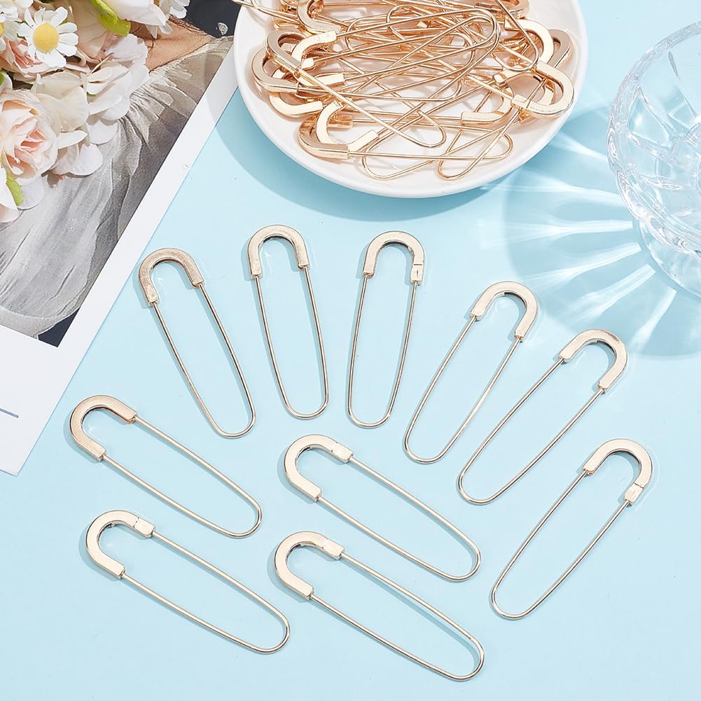 PLIGREAT 35 Pcs Gold Extra Large Safety Pins, 3 Inch Alloy Heavy Duty Pins Sewing Pin Brooches for DIY Crafts Jewelry Making Quilting Clothes Shawls Crochet Decor