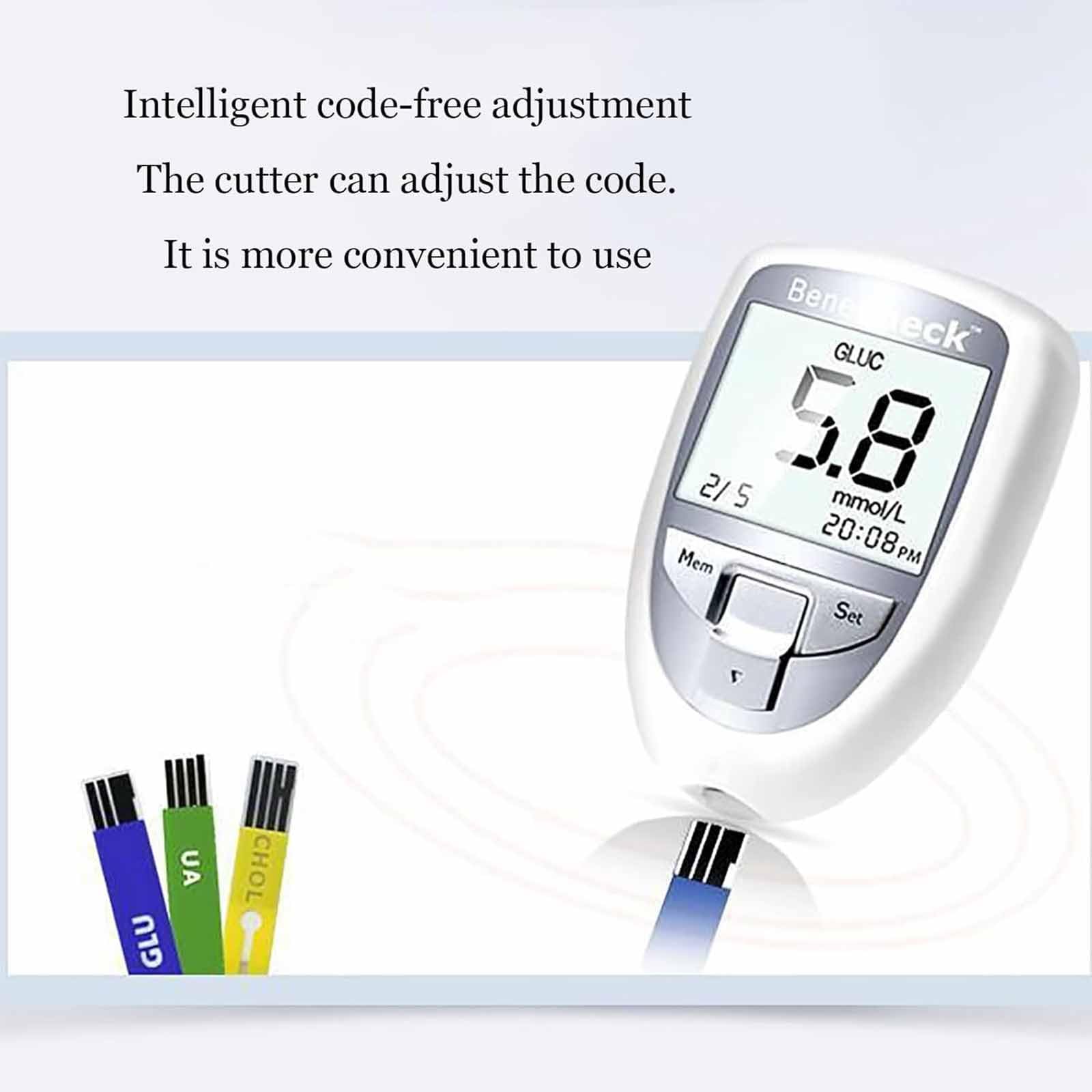Kit Monitor glucosio Tester Multifunzione, Tester colesterolo Totale Acido urico glucosio con Display Intelligente, Facile da Usare e Veloce efficiente, memorizza 460 registrazioni e Riduce i Tempi