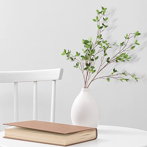 Miniatura 8 de Melorca&Guilla Plantas artificiales, 6 ramas de imitación verdes de 43.3 pulgadas para jarrón, plantas artificiales para tienda, jardín, oficina